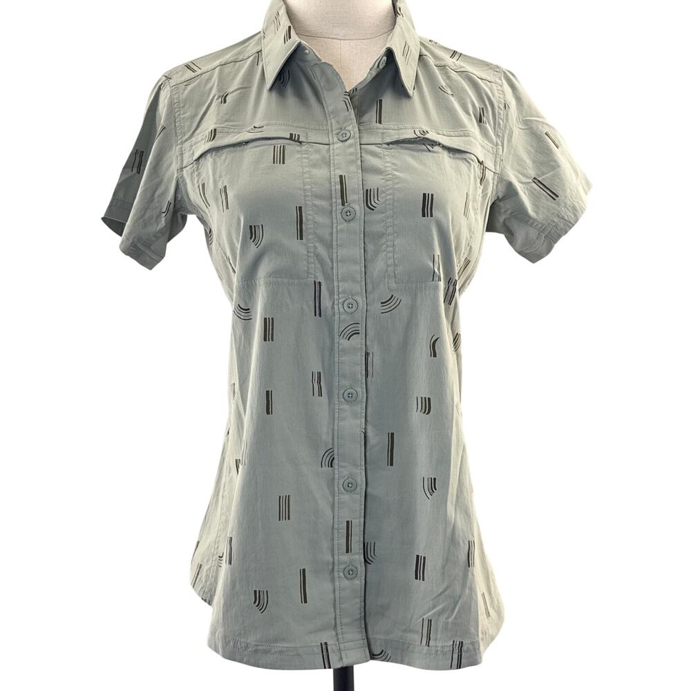 REI Co-op Women’s XS Green Vented Hiking Button Down Shirt Pockets